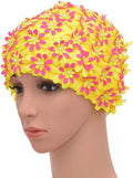 Medifier Swim Cap Floral Petal Retro Style Bathing Caps for Women Sporting Goods > Outdoor Recreation > Boating & Water Sports > Swimming > Swim Caps Medifier Yellow  