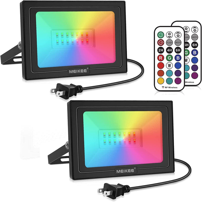 MEIKEE 4 Pack RGB LED Flood Lights 200W Equivalent, 25W Color Changing Floodlight with Remote, IP66 Waterproof Outdoor Indoor Dimmable Wall Washer Light Party Stage Lights Garden Landscape Lighting Home & Garden > Lighting > Flood & Spot Lights MEIKEE 25W 2 Pack  