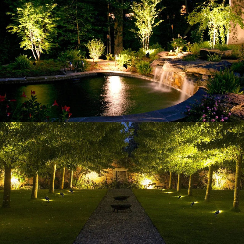 MEIKEE 7W LED Landscape Lights, 12V 24V Low Voltage Landscape Lighting, IP66 Waterproof Warm White Landscape Spotlights, 800LM Outdoor Garden Pathway Yard Lights (8 Pack with Connectors)