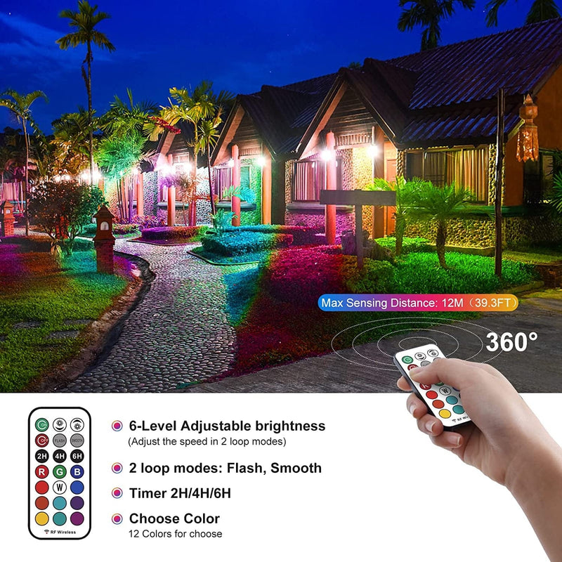 MEIKEE LED Flood Light 60W, 600W Equivalent, 2 Pack Color Changing RGB Flood Lights with Remote, 5000LM IP66 Waterproof Dimmable Outdoor Indoor RGB Light for Stage Wedding Landscape Party Wall Wash Home & Garden > Lighting > Flood & Spot Lights MEIKEE   