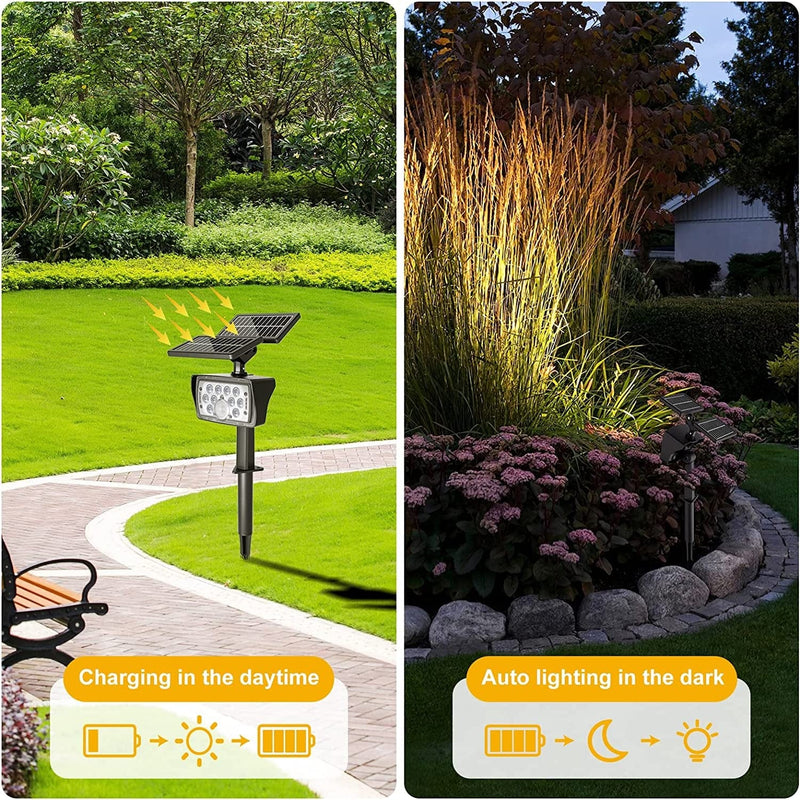 MEIKEE Motion Sensor Solar Spot Lights Outdoor, 3 Color Lighting Modes IP66 Waterproof LED Solar Landscape Spotlights Dimmable Auto On/Off Wall Lights for Pathway Driveway Garden Patio Yard -4 Pack Home & Garden > Lighting > Flood & Spot Lights MEIKEE   