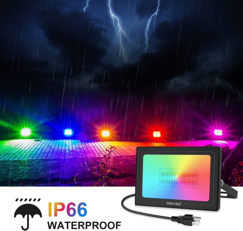 MEIKEE RGB Flood Lights Outdoor 35W, 300W Equivalent, 2 Pack LED Flood Light Color Changing with Remote Plug, IP66 Waterproof, Dimmable Timing Memory Decorative Light for Events Landscape Light Party Home & Garden > Lighting > Flood & Spot Lights MEIKEE   
