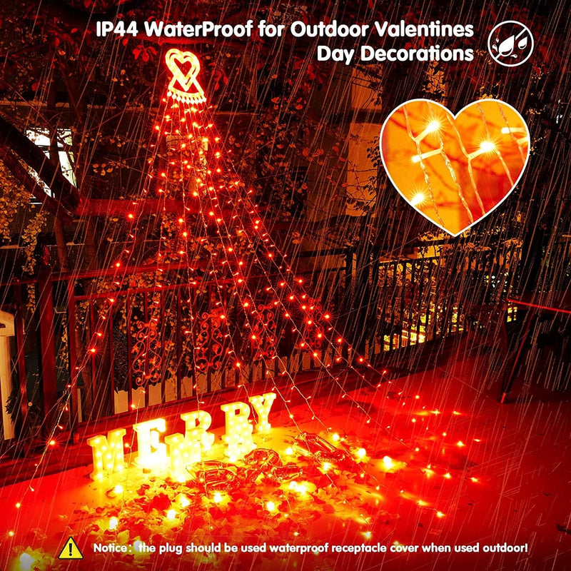 Meknow Valentines Day Decoration Valentines Day Gifts 309 LED 8 Modes Plug in Curtain Lights, Heart to Heart Shaped String Lights for Home Bedroom Wedding Indoor Outdoor Party Valentines Day Decor Home & Garden > Lighting > Light Ropes & Strings Changzhou Jutai Electronic Co., Ltd.   