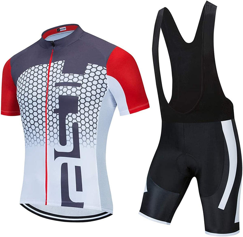Men'S Cycling Jersey Sets Summer Short Sleeve Biking Jersey Top Bike Shorts Bottom MTB Cycling Clothing Sporting Goods > Outdoor Recreation > Cycling > Cycling Apparel & Accessories JCRD 22 Chest37.8-40.2"=Tag L 