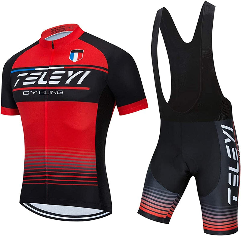 Men'S Cycling Jersey Sets Summer Short Sleeve Biking Jersey Top Bike Shorts Bottom MTB Cycling Clothing Sporting Goods > Outdoor Recreation > Cycling > Cycling Apparel & Accessories JCRD 8 Chest32.3-35.4"=Tag S 