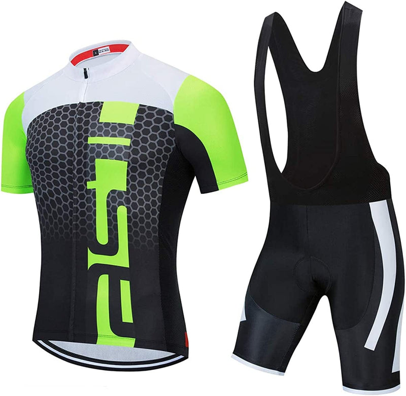 Men'S Cycling Jersey Sets Summer Short Sleeve Biking Jersey Top Bike Shorts Bottom MTB Cycling Clothing Sporting Goods > Outdoor Recreation > Cycling > Cycling Apparel & Accessories JCRD 25 Chest37.8-40.2"=Tag L 