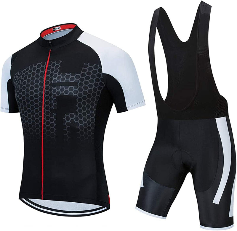 Men'S Cycling Jersey Sets Summer Short Sleeve Biking Jersey Top Bike Shorts Bottom MTB Cycling Clothing Sporting Goods > Outdoor Recreation > Cycling > Cycling Apparel & Accessories JCRD 21 Chest42.5-44.9"=Tag XXL 