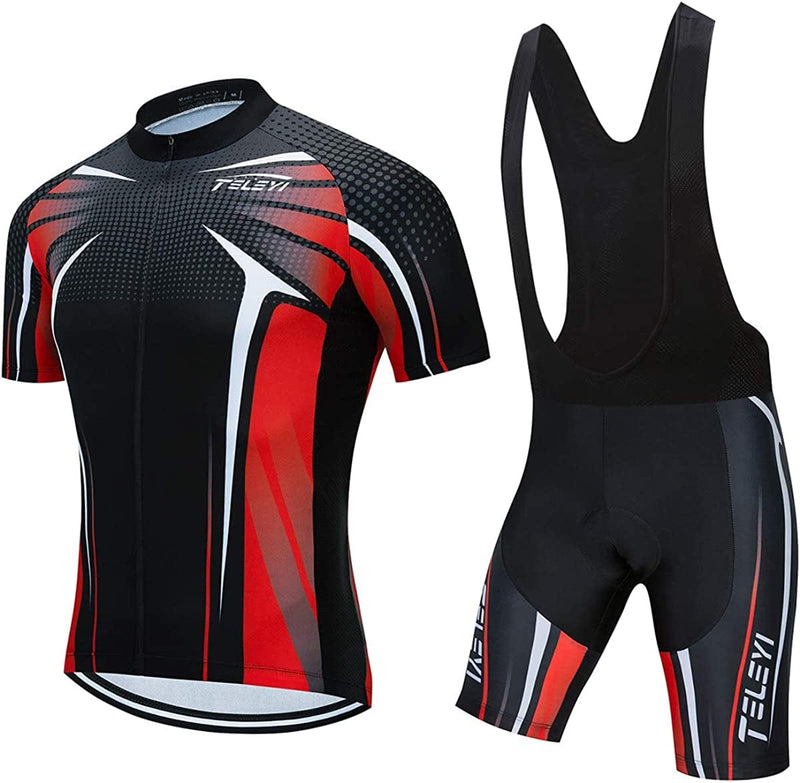 Men'S Cycling Jersey Sets Summer Short Sleeve Biking Jersey Top Bike Shorts Bottom MTB Cycling Clothing Sporting Goods > Outdoor Recreation > Cycling > Cycling Apparel & Accessories JCRD 20 Chest44.9-47.2"=Tag XXXL 