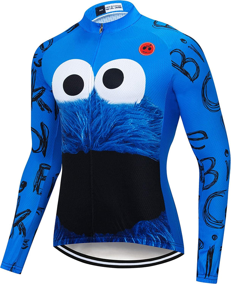 Men'S Long Sleeve Cycling Jersey Biking Shirts Breathable Bike Tops Bicycle Sporting Goods > Outdoor Recreation > Cycling > Cycling Apparel & Accessories Weimomonkey Eye Blue XX-Large 