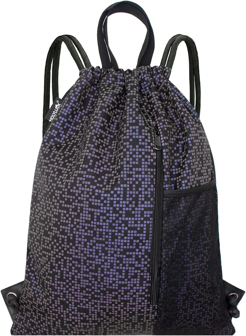 Men & Women Outdoor Sport Gym Sack Waterproof Drawstring Backpack Bag Home & Garden > Household Supplies > Storage & Organization HOLYLUCK Mosaic Black  