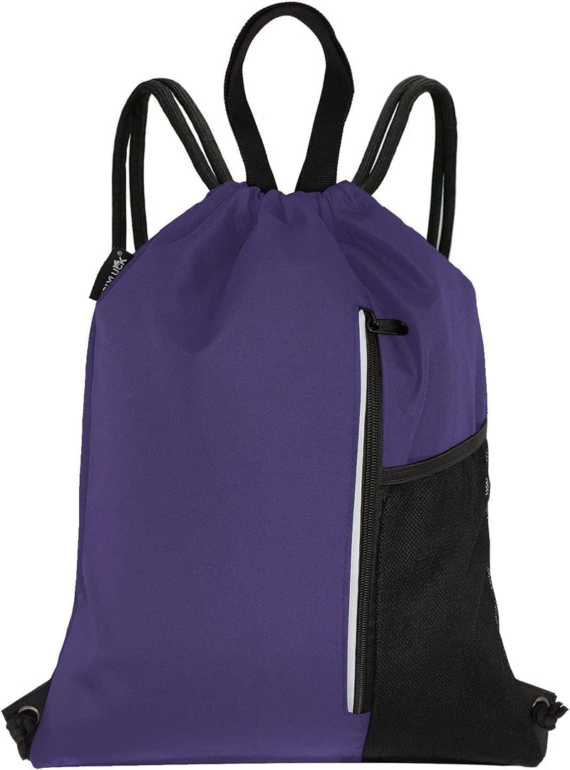 Men & Women Outdoor Sport Gym Sack Waterproof Drawstring Backpack Bag Home & Garden > Household Supplies > Storage & Organization HOLYLUCK Purple  