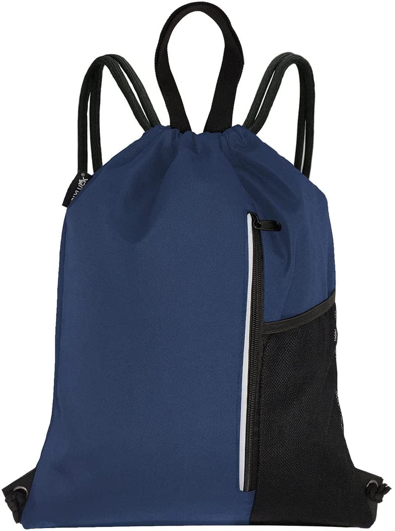 Men & Women Outdoor Sport Gym Sack Waterproof Drawstring Backpack Bag Home & Garden > Household Supplies > Storage & Organization HOLYLUCK Navy Blue  