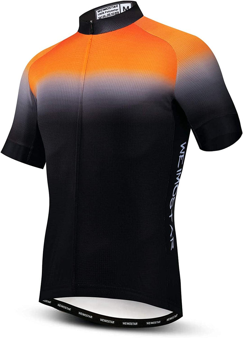 Mens Cycling Jersey Short Sleeves Mountain Bike Shirt MTB Top Zipper Pocket Reflective Skull Sporting Goods > Outdoor Recreation > Cycling > Cycling Apparel & Accessories redorange Gradient2 Large 