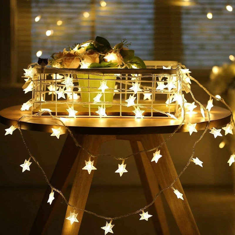 Merdeco Star String Lights, 16Ft/5M 50 LED Plug in String Lights Warm White Fairy Lights for Christmas/Wedding/Party Indoor and Outdoor Decoration
