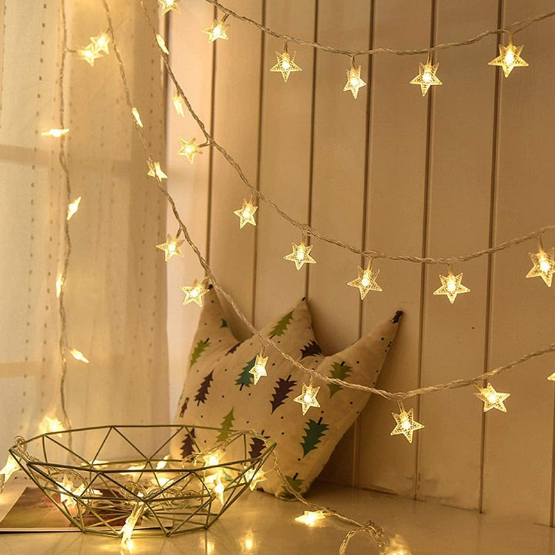 Merdeco Star String Lights, 16Ft/5M 50 LED Plug in String Lights Warm White Fairy Lights for Christmas/Wedding/Party Indoor and Outdoor Decoration