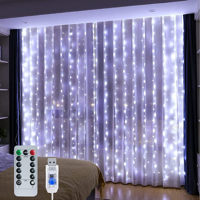 Mesha 300LED Curtain Lights for Bedroom , 9.8 X 9.8Ft Warm White String Lights Indoor, 8 Modes Fairy Lights with Remote,Usb Twinkle Lights for Bedroom,Outdoor Party Lights Indoor for Wedding,Christmas Home & Garden > Lighting > Light Ropes & Strings MESHA white-300 led  