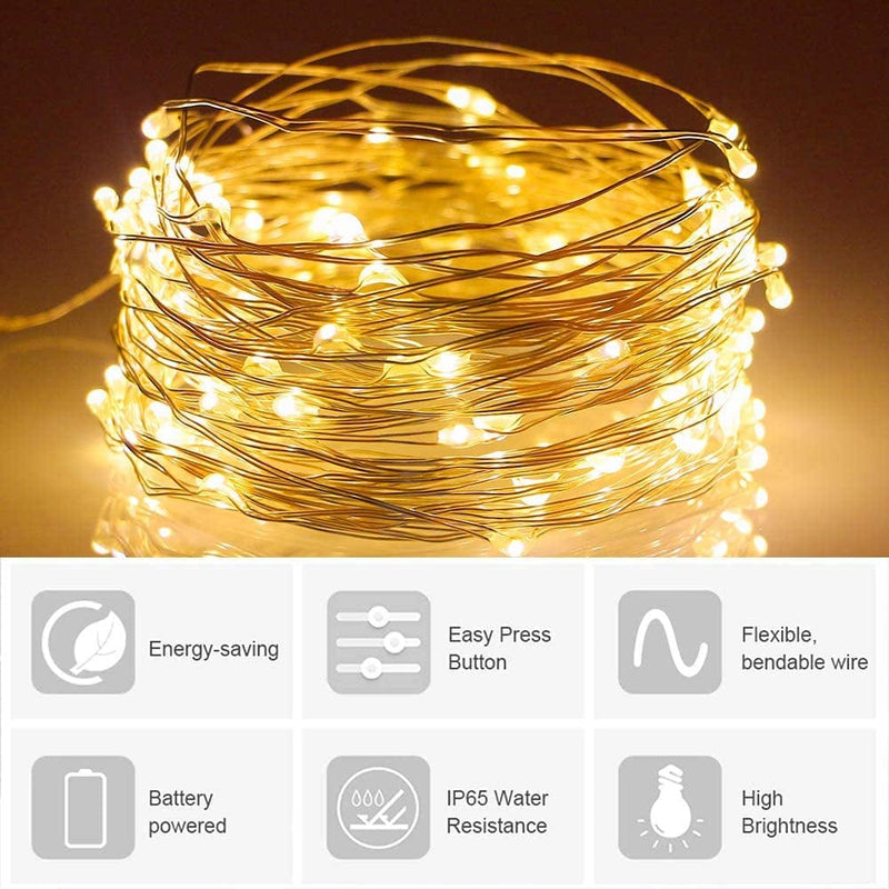 Metaku Fairy Lights Battery Operated 10Ft/3M 30 LED String Lights Twinkle Christmas Lights Indoor Decorative Mini Lights for Home Bedroom Garden Wedding Party Festival Decorations