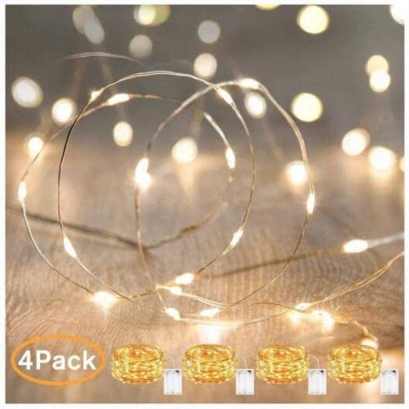 Metaku Fairy Lights Battery Operated 10Ft/3M 30 LED String Lights Twinkle Christmas Lights Indoor Decorative Mini Lights for Home Bedroom Garden Wedding Party Festival Decorations Home & Garden > Lighting > Light Ropes & Strings Metaku Warm White 4Pc 33 Ft 
