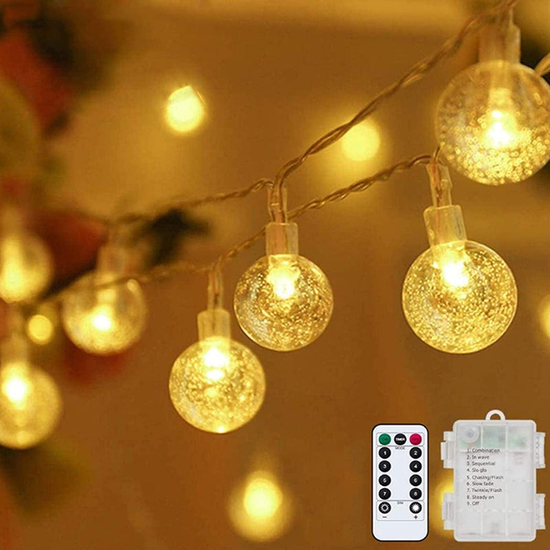 Metaku Globe String Lights Fairy Lights Battery Operated 33Ft 80LED String Lights with Remote Waterproof Indoor Outdoor Hanging Lights Decorative Christmas Lights for Home Party Patio Garden Wedding Home & Garden > Lighting > Light Ropes & Strings Metaku Warm White 33 Feet 
