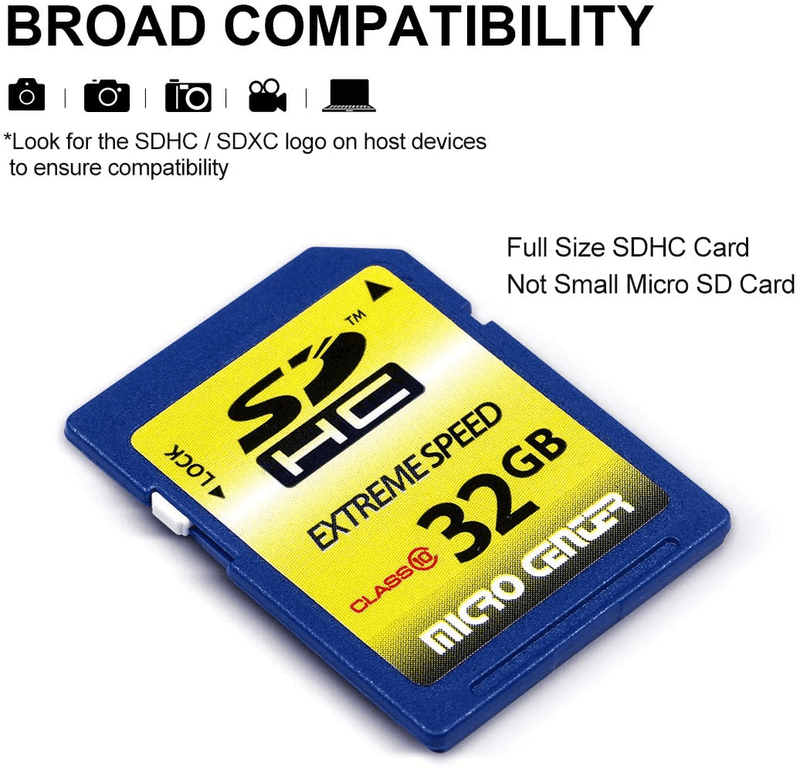 Micro Center 32GB Class 10 SDHC Flash Memory Card SD Card (2 Pack)