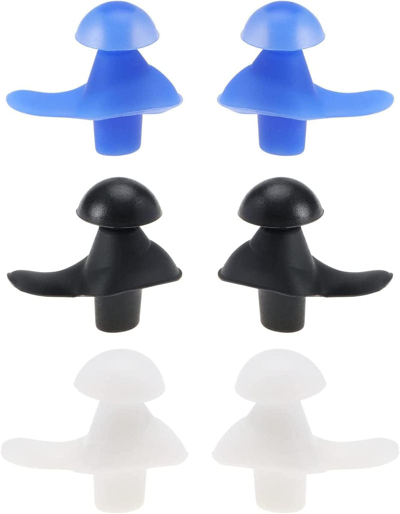 Micro Traders 3 Pairs Swimming Ear Plugs Comfortable Reusable Silicone Ear Protection for Swimming Surfing Water Skiing Water Sports Black & White & Blue 1 Pair Each Colour Sporting Goods > Outdoor Recreation > Boating & Water Sports > Swimming Micro Traders   