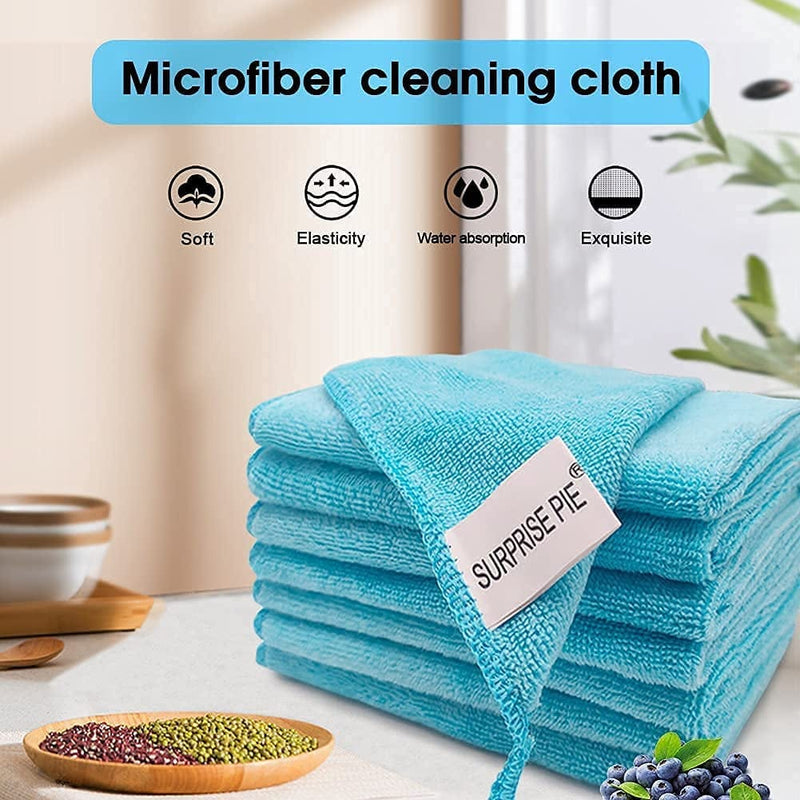 Microfiber Cleaning Cloths-8Pk the Best Reusable Cleaning Products Quality First Soft Bright-Colored Towel Suitable for Kitchen House Stainless Steel Appliances 12"X12" (Blue)