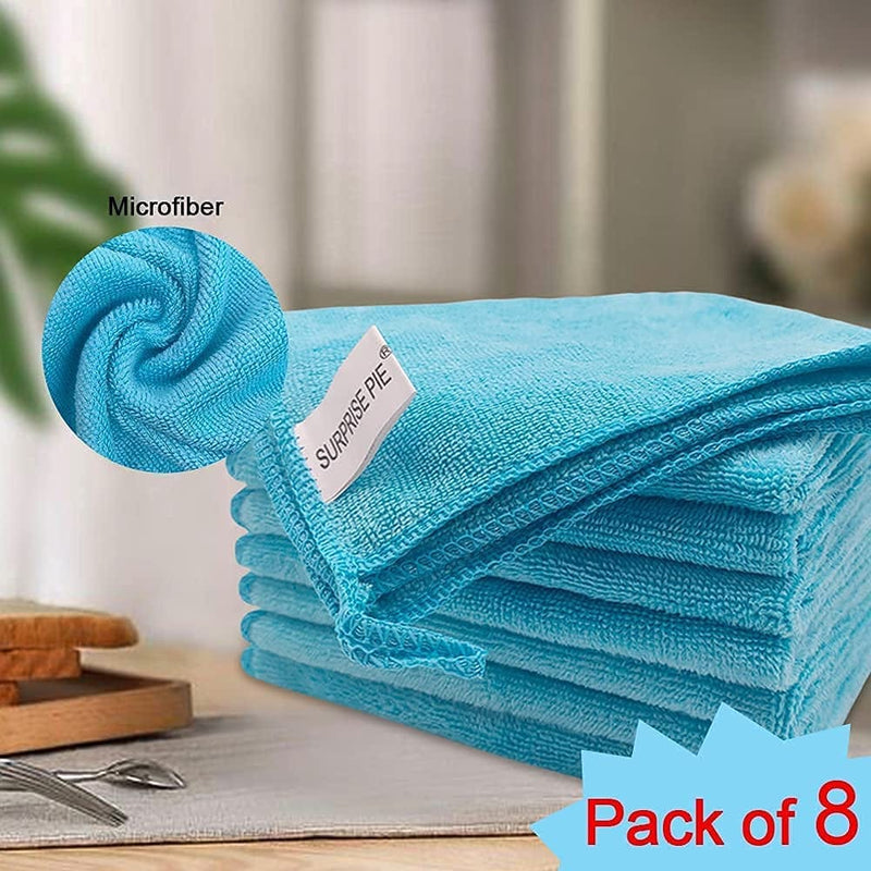 Microfiber Cleaning Cloths-8Pk the Best Reusable Cleaning Products Quality First Soft Bright-Colored Towel Suitable for Kitchen House Stainless Steel Appliances 12"X12" (Blue) Home & Garden > Household Supplies > Household Cleaning Supplies LANQING   