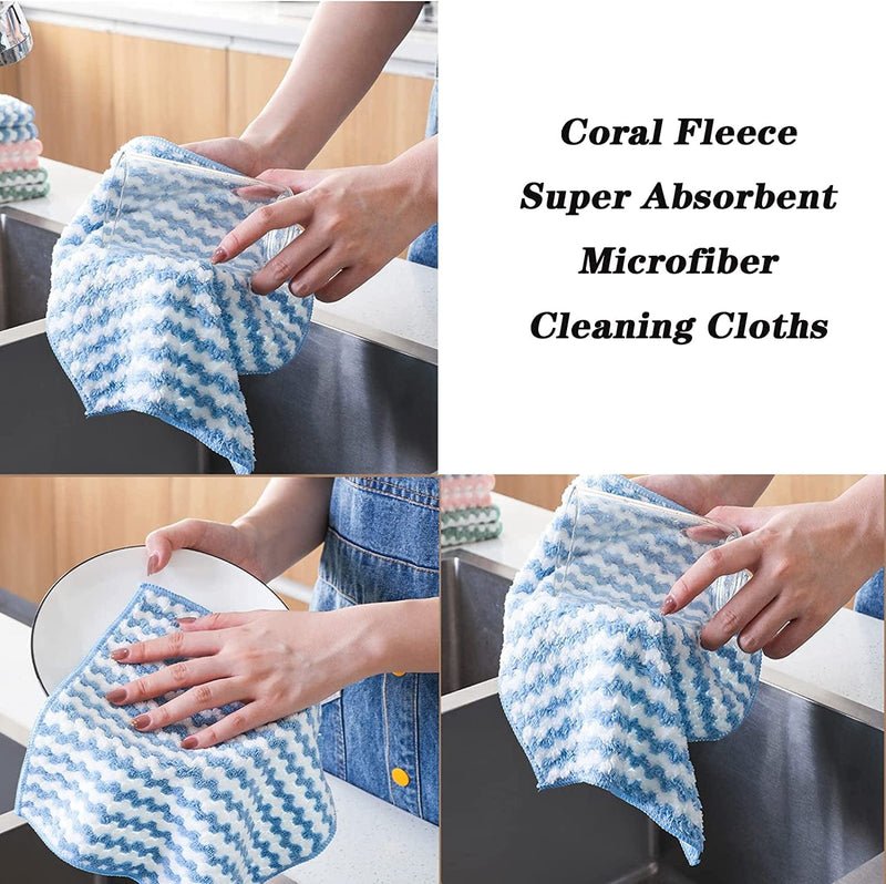 Microfiber Cleaning Rag, Coral Fleece Super Absorbent Microfiber Cleaning Cloths, Multifunction Reusable Scouring Towel Pads for Kitchen, Bathroom, Furniture, Appliances (9.84 * 9.84 Inch, 5 PCS) Home & Garden > Household Supplies > Household Cleaning Supplies DENGWANG   