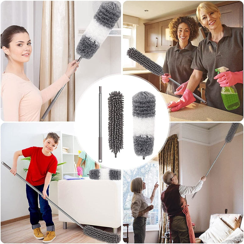 Microfiber Duster 100" Retractable Washable Detachable Chenille Dusting Brush Microfiber Feather Extendable Cleaning Tools or Household Appliances, Ceilings, Curtains Home & Garden > Household Supplies > Household Cleaning Supplies MEGCCR   