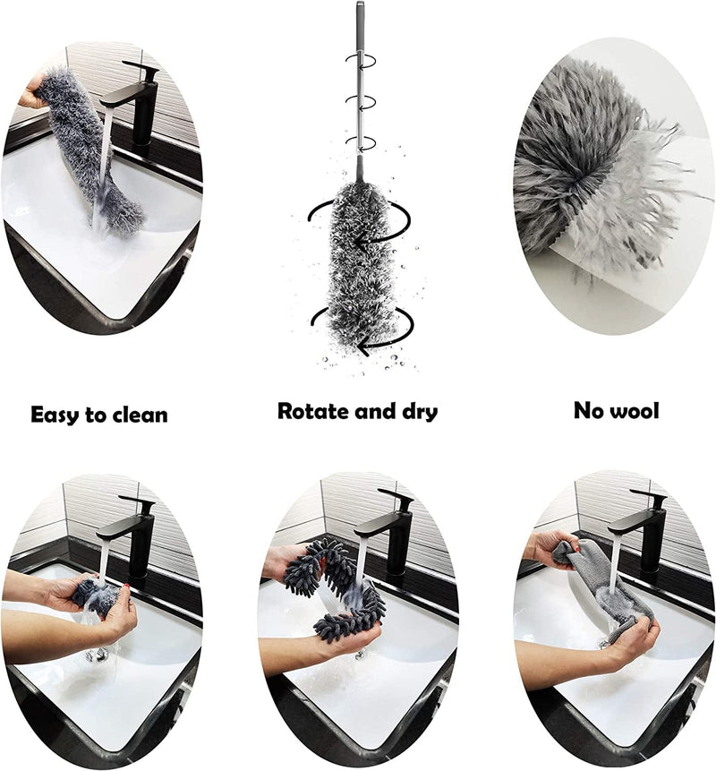 Microfiber Duster with Extension Pole (30-100 Inches) Set, 3 Cleaning Head and 1 Mini-Duster (10-31 Inches). Cleaning for Furniture, Ceiling Fan, Cobweb, Cars, Gap, Back of the Sofa, Ceilings… Home & Garden > Household Supplies > Household Cleaning Supplies N+A   