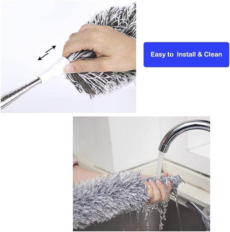 Microfiber Duster with Extension Pole(Stainless Steel), Extra Long 100 Inches, with Bendable Head, Extendable Duster for Cleaning High Ceiling Fan, Interior Roof, Cobweb, Gap Dust- Wet or Dry Use Home & Garden > Household Supplies > Household Cleaning Supplies Lomida   