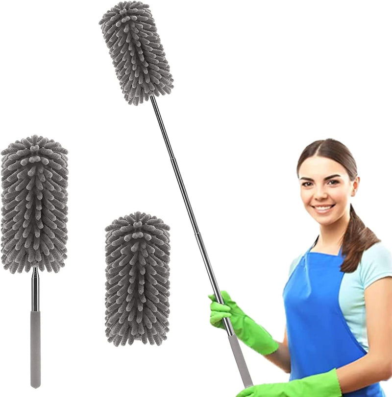Microfiber Dusters for Cleaning Hand Washable Feather Duster, Extendable Pole, Detachable Cleaning Supplies with 2Pcs Replaceable Microfiber Head, Household Cleaning for Window, Office, Car, Orange Home & Garden > Household Supplies > Household Cleaning Supplies YVYV Gray  