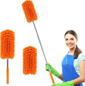 Microfiber Dusters for Cleaning Hand Washable Feather Duster, Extendable Pole, Detachable Cleaning Supplies with 2Pcs Replaceable Microfiber Head, Household Cleaning for Window, Office, Car, Orange Home & Garden > Household Supplies > Household Cleaning Supplies YVYV Orange  