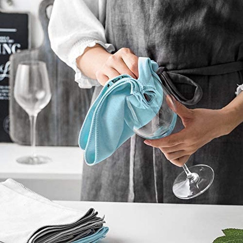 Microfiber Lint Free Rags Glass Window Cleaning Cloths Scratch Free Polishing Cloths for Glassware Dishes Car Stainless Steel Appliances Mirrors Screens Camera Lenses Etc 16Inch X 16Inch 6 Pack Blue Home & Garden > Household Supplies > Household Cleaning Supplies KinHwa   