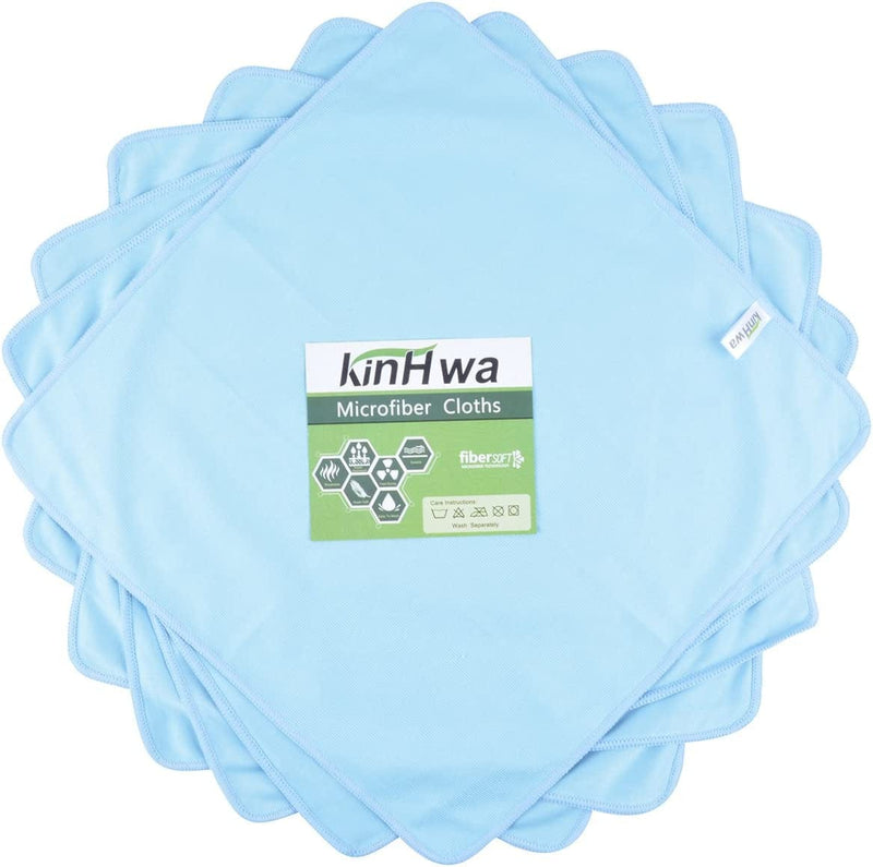Microfiber Lint Free Rags Glass Window Cleaning Cloths Scratch Free Polishing Cloths for Glassware Dishes Car Stainless Steel Appliances Mirrors Screens Camera Lenses Etc 16Inch X 16Inch 6 Pack Blue Home & Garden > Household Supplies > Household Cleaning Supplies KinHwa   