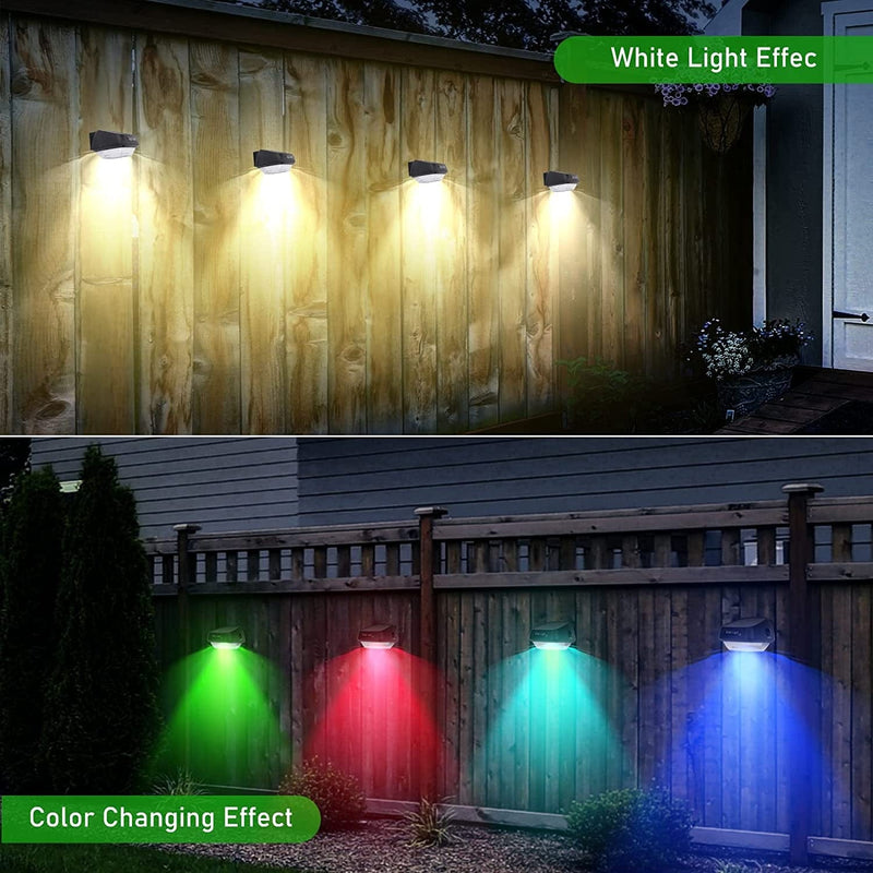 Microy Solar Outdoor Lights, 4 Pack Solar Fence Lights with 3 Modes, Solar Deck Lights, LED Solar Lights Outdoor Waterproof Color Glow Outdoor Solar Lights for Patio, Yard, Pool and Wall Home & Garden > Lighting > Lamps Yixin   