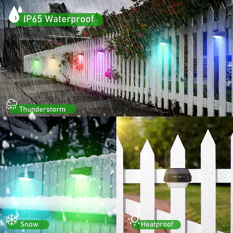 Microy Solar Outdoor Lights, 4 Pack Solar Fence Lights with 3 Modes, Solar Deck Lights, LED Solar Lights Outdoor Waterproof Color Glow Outdoor Solar Lights for Patio, Yard, Pool and Wall Home & Garden > Lighting > Lamps Yixin   