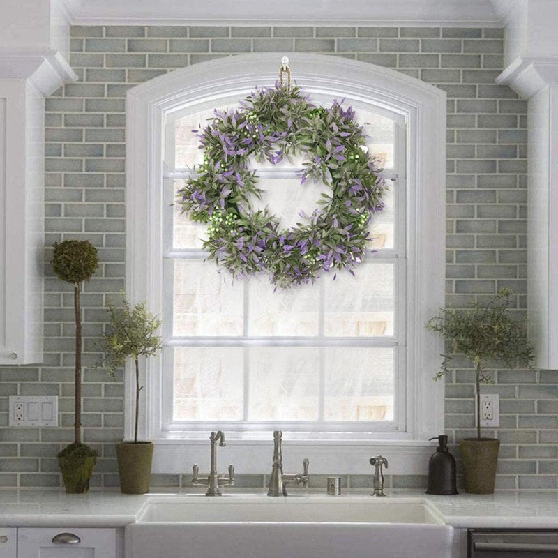 Midewhik Easter Decorations for the Home Lavender Simulation Garland Ring Field Pendant Door Knocker round Wreath Home & Garden > Decor > Seasonal & Holiday Decorations Midewhik   