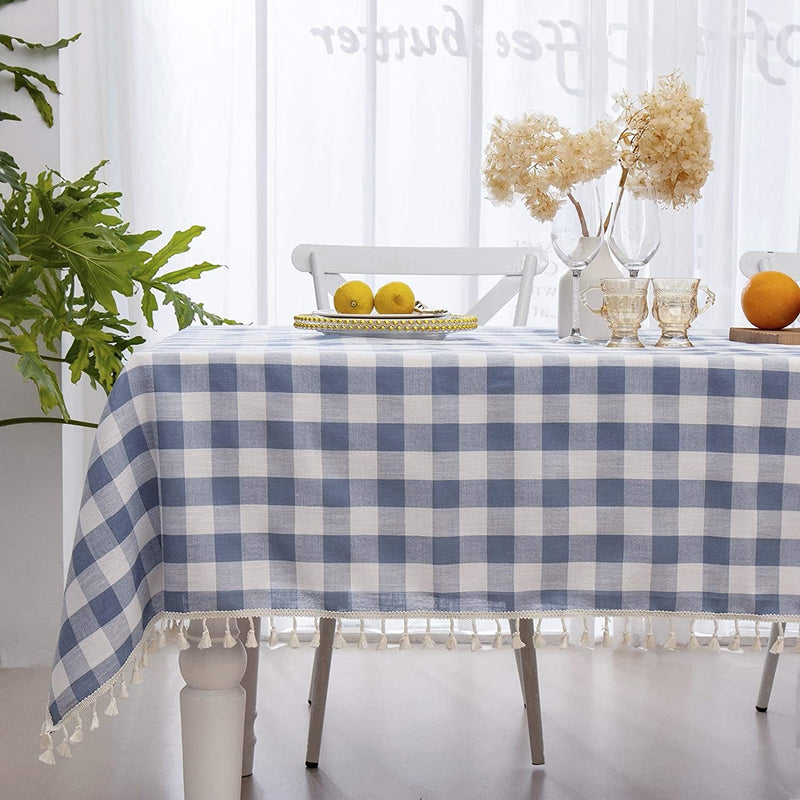 Midsummer Breeze Rustic Gingham Tablecloth, Cotton Buffalo Plaid Table Cloth for Fall Thanksgiving Christmas Kitchen Restaurant Holiday Outdoor Picnic Decoration（Rectangle/Oblong, 55X84,Orange Home & Garden > Decor > Seasonal & Holiday Decorations Midsummer Breeze Blue Rectangle/Oblong,55"x84"(6-8 seats) 
