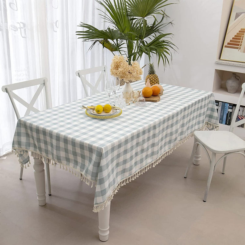 Midsummer Breeze Rustic Gingham Tablecloth, Cotton Buffalo Plaid Table Cloth for Fall Thanksgiving Christmas Kitchen Restaurant Holiday Outdoor Picnic Decoration（Rectangle/Oblong, 55X84,Orange Home & Garden > Decor > Seasonal & Holiday Decorations Midsummer Breeze Aqua Rectangle/Oblong,55"x84"(6-8 seats) 