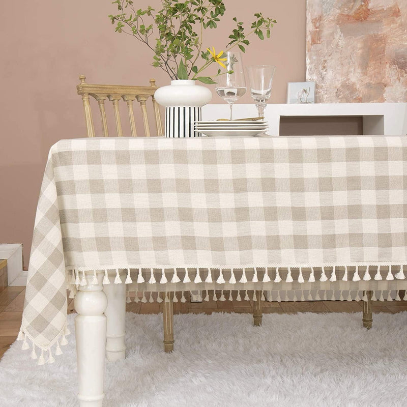 Midsummer Breeze Rustic Gingham Tablecloth, Cotton Buffalo Plaid Table Cloth for Fall Thanksgiving Christmas Kitchen Restaurant Holiday Outdoor Picnic Decoration（Rectangle/Oblong, 55X84,Orange Home & Garden > Decor > Seasonal & Holiday Decorations Midsummer Breeze Gray Khaki Rectangle/Oblong,55"x120"(10-12 seats) 