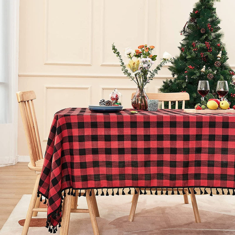 Midsummer Breeze Rustic Gingham Tablecloth, Cotton Buffalo Plaid Table Cloth for Fall Thanksgiving Christmas Kitchen Restaurant Holiday Outdoor Picnic Decoration（Rectangle/Oblong, 55X84,Orange Home & Garden > Decor > Seasonal & Holiday Decorations Midsummer Breeze Red Square,55"x55"(2-4 seats) 