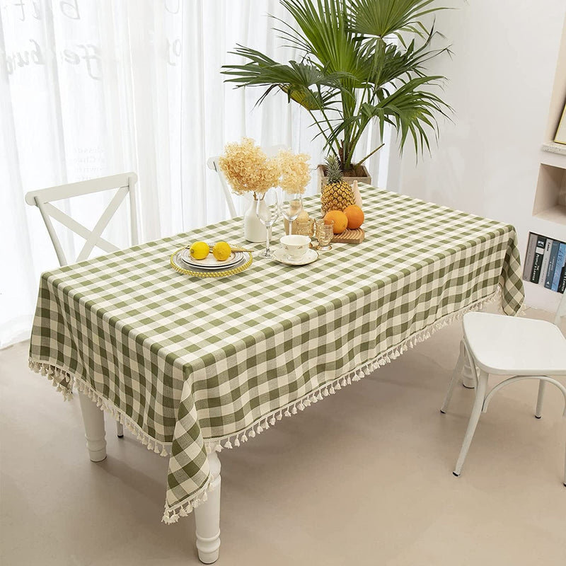 Midsummer Breeze Rustic Gingham Tablecloth, Cotton Buffalo Plaid Table Cloth for Fall Thanksgiving Christmas Kitchen Restaurant Holiday Outdoor Picnic Decoration（Rectangle/Oblong, 55X84,Orange Home & Garden > Decor > Seasonal & Holiday Decorations Midsummer Breeze Green Rectangle/Oblong,55"x84"(6-8 seats) 