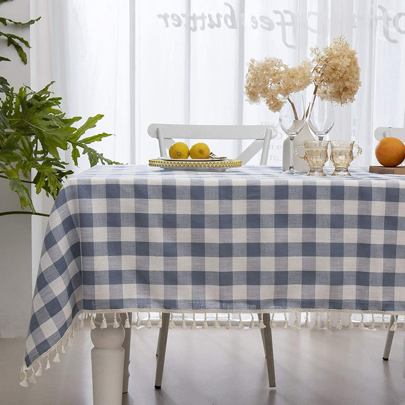 Midsummer Breeze Rustic Gingham Tablecloth, Cotton Buffalo Plaid Table Cloth for Fall Thanksgiving Christmas Kitchen Restaurant Holiday Outdoor Picnic Decoration（Rectangle/Oblong, 55X84,Orange Home & Garden > Decor > Seasonal & Holiday Decorations Midsummer Breeze Blue Square,55"x55"(2-4 seats) 