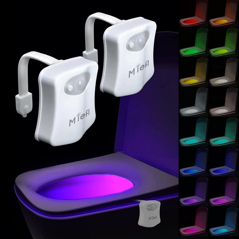 MIEFL Toilet Light Motion Sensor 16 Colors Changing (2 Pack),Led Glow Bowl inside Toilet Light, Smart Night Light for Bathroom, Cool & Funny Ideal Gifts for Dad Teen Boys Girls Men Women