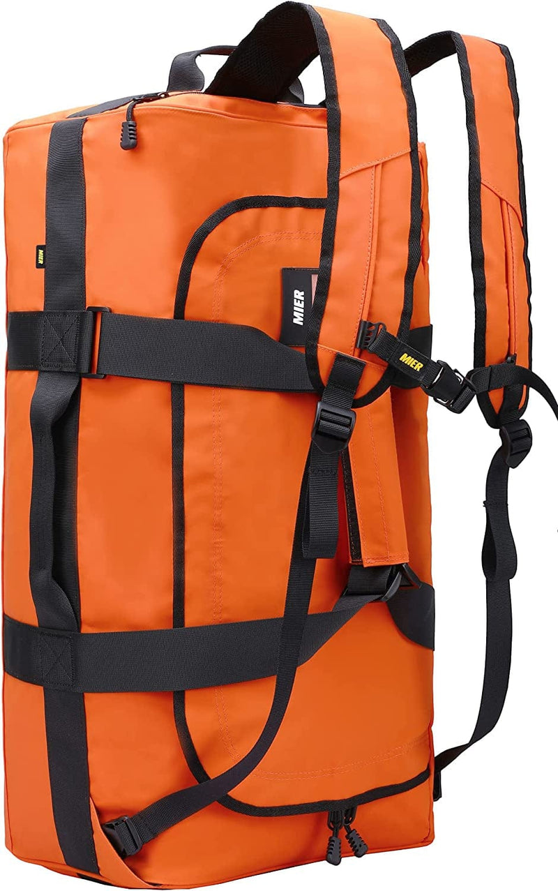 MIER Water Resistant Backpack Duffle Heavy Duty Convertible Duffle Bag with Backpack Straps for Gym, Sports, Travel Home & Garden > Household Supplies > Storage & Organization MIER Orange 60L 