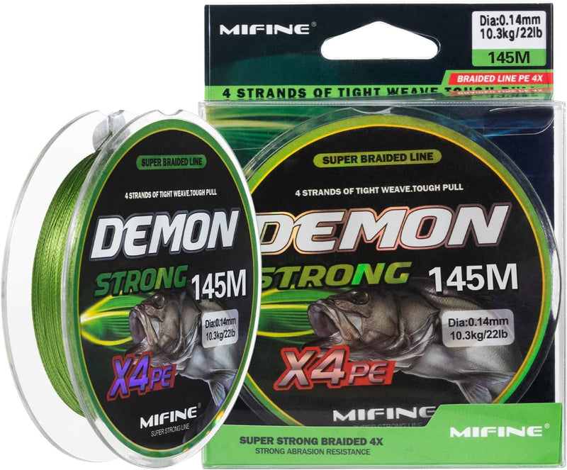 Mifine Demonstrong Braided Fishing Line, Abrasion Resistant 4 Strands PE Superline, Ultra-Thin Diameter, 8-55Lb 158Yds, Zero Stretch&Low Memory, Saltwater & Freshwater Sporting Goods > Outdoor Recreation > Fishing > Fishing Lines & Leaders MIFINE 158yds-8lb-0.08mm  