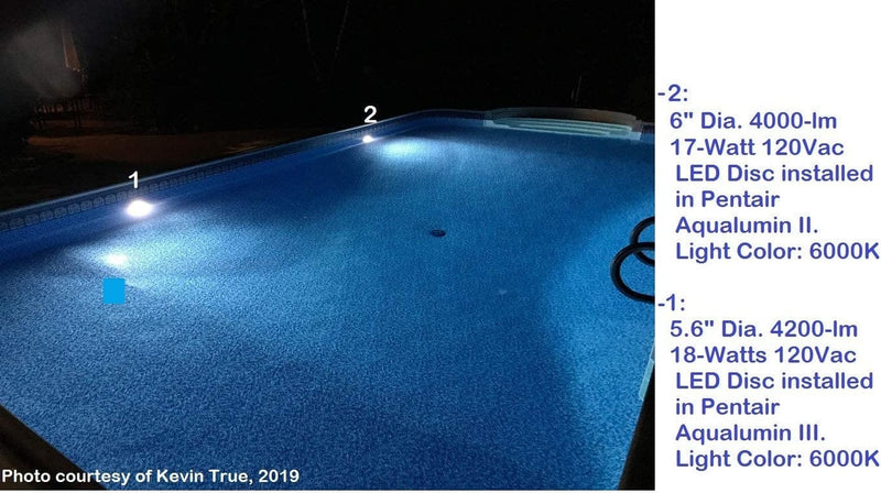 MIGHTY BRIGHT LED LIGHT for Pentair Aqualumin III Swimming Pool Light Fixture + UV-RESISTANT LENS GASKET, 5.4" Dia., 120Vac, 18Watts, 4200Lumens. P/N: Sptl448Lm56-Pliii- (OUTDOOR - WARM WHITE [4000K]) Home & Garden > Pool & Spa > Pool & Spa Accessories SOLARA-USA   