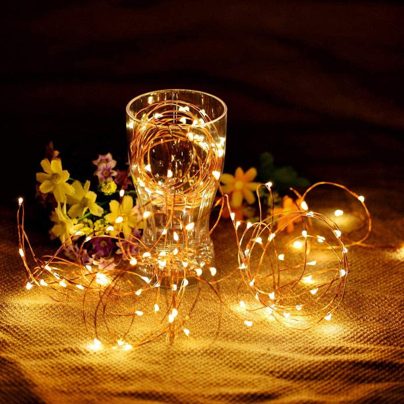 Mikasol Fairy Lights Battery Operated, 4 Packs Mini 3*AAA Battery Powered Copper Wire Led Starry String Lights Firefly Lights for Bedroom, Christmas, Parties, Decoration (5M/16Ft Warm White) Home & Garden > Lighting > Light Ropes & Strings Mikasol   