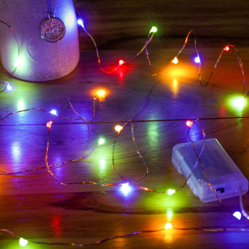 Mikasol Fairy Lights Battery Operated, 4 Packs Mini 3*AAA Battery Powered Copper Wire Led Starry String Lights Firefly Lights for Bedroom, Christmas, Parties, Decoration (5M/16Ft Warm White) Home & Garden > Lighting > Light Ropes & Strings Mikasol Multicolor 16 Packs 
